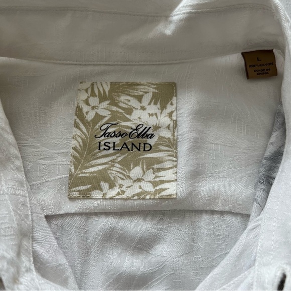 Tasso Elba Men’s White and Yellow Casual Button Down Shirt Floral Design Sz L - Picture 6 of 15